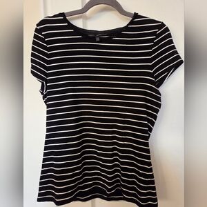 White House Black Market Black and White Striped Tee